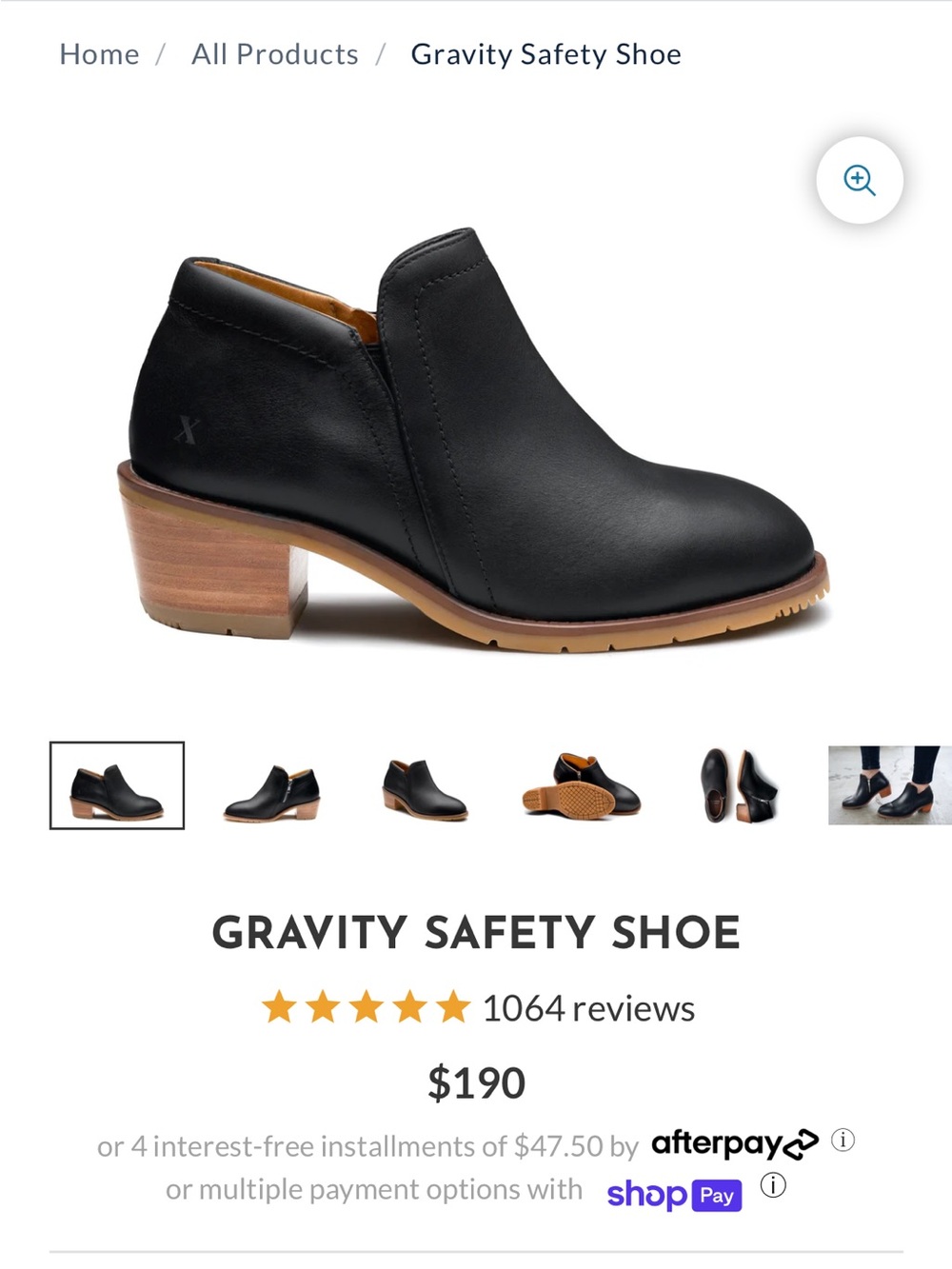 Xena Gravity Safety Shoe — Black Leather Women’s Ankle Boot